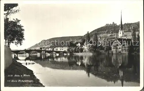 AK / Ansichtskarte Stein Rhein Uferpartie am Fluss Bruecke Burg Hohenklingen Kat. Stein Rhein