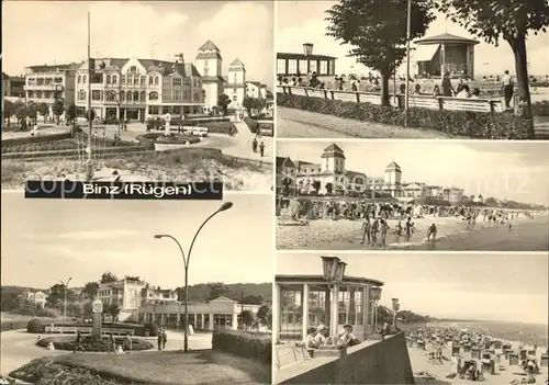 AK / Ansichtskarte Binz Ruegen Kurhotel Konzertpavillon Strand Promenade Uhr Kat. Binz