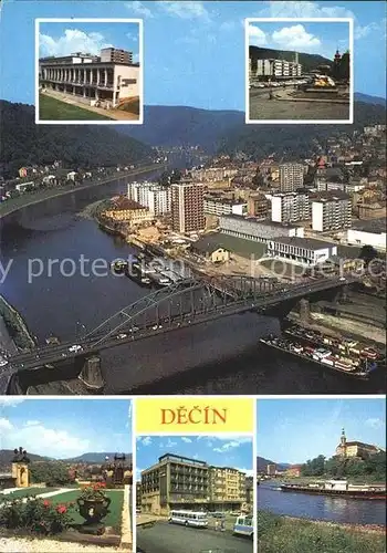 AK / Ansichtskarte Decin Boehmen Restaurant Atlantic Club Fliegeraufnahme Brueckenpartie Kat. Decin