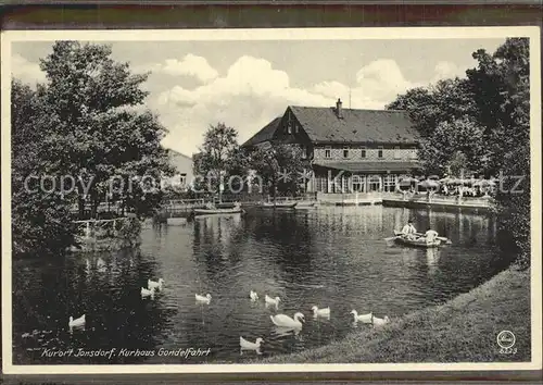 AK / Ansichtskarte Jonsdorf Kurhaus Gondelfahrt Schwanenteich Zittauer Gebirge Kat. Kurort Jonsdorf