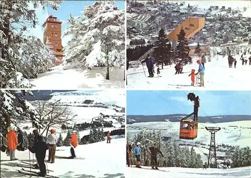 AK / Ansichtskarte Oberwiesenthal Erzgebirge Wetterwarte Sprungschanze Skihang Drahtseilbahn Wintersportplatz Fichtelberg Kat. Oberwiesenthal