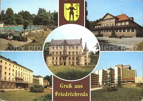 AK / Ansichtskarte Friedrichroda Schwimmbad Schloss Reinhardsbrunn Parkhotel FDGB Erholungsheime Kat. Friedrichroda