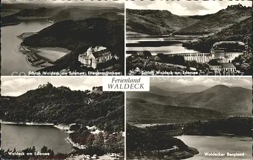 AK / Ansichtskarte Waldeck Edersee Fliegeraufnahme Schloss Talsperre