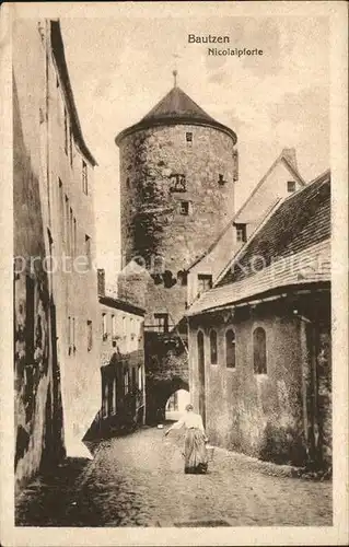 AK / Ansichtskarte Bautzen Nicolaipforte Gasse Turm Kat. Bautzen