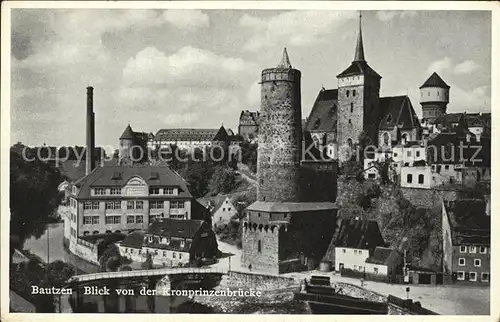 AK / Ansichtskarte Bautzen Blick von der Kronprinzenbruecke Alte Wasserkunst Michaeliskirche Altstadt Schloss Ortenburg Kat. Bautzen