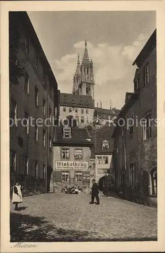 AK / Ansichtskarte Meissen Elbe Sachsen Weinstube Winkelkrug Kirchturm Kupfertiefdruck Kat. Meissen