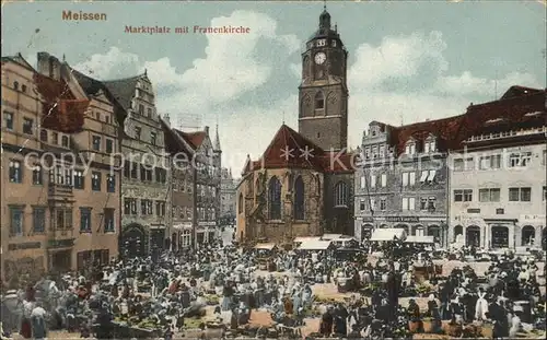 AK / Ansichtskarte Meissen Elbe Sachsen Marktplatz mit Frauenkirche Kat. Meissen