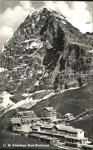 AK / Ansichtskarte Kleine Scheidegg Wengen mit Eiger Nordwand Kat. Scheidegg Kleine