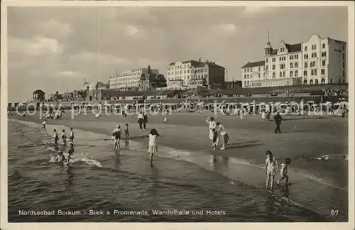 AK / Ansichtskarte Borkum Nordseebad Strand Wandelhalle Promenade Hotelfront