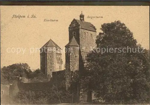 AK / Ansichtskarte Stolpen Schloss Stolpen mit Kosel und Seigerturm Kat. Stolpen