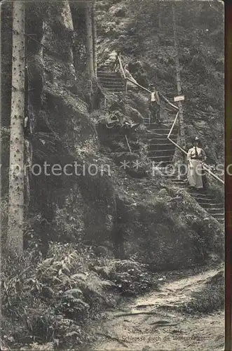 AK / Ansichtskarte Saechsische Schweiz Steintreppen im Wald Kat. Rathen Sachsen