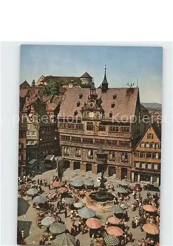 AK / Ansichtskarte Tuebingen Marktplatz mit Rathaus Kat. Tuebingen