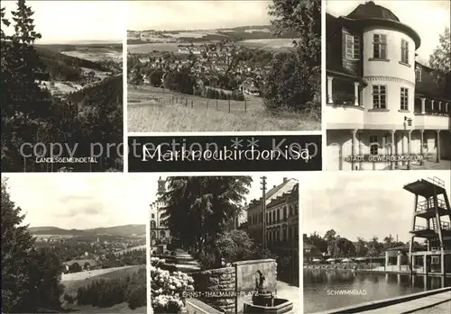 AK / Ansichtskarte Markneukirchen Panorama Landesgemeindetal Museum Ernst Thaelmann Platz Schwimmbad Kat. Markneukirchen