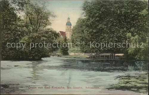 AK / Ansichtskarte Bad Kreischa Schlossteich Kirche