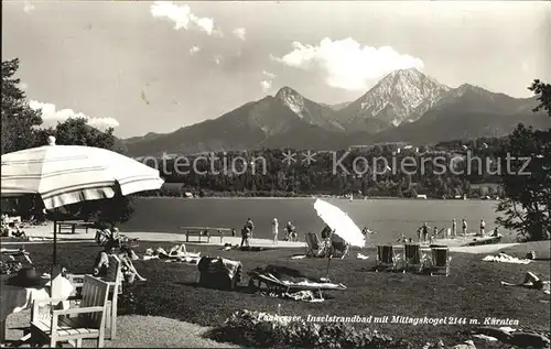 AK / Ansichtskarte Faakersee Inselstrandbad mit Mittagskogel Kat. Villach