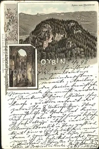 AK / Ansichtskarte Oybin Berg Oybin vom Pferdeberg gesehen Kirchruine Zittauer Gebirge Litho Kat. Kurort Oybin