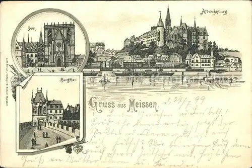 AK / Ansichtskarte Meissen Elbe Sachsen Burgberg Albrechtsburg Dom Burgtor Litho Reichspost Kat. Meissen