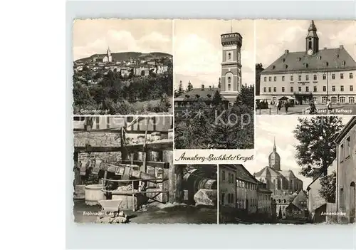 AK / Ansichtskarte Annaberg Buchholz Erzgebirge Gesamtansicht Poehlberg Markt Rathaus Annenkirche Frohnauer Hammer Historisches Hammerwerk Kat. Annaberg