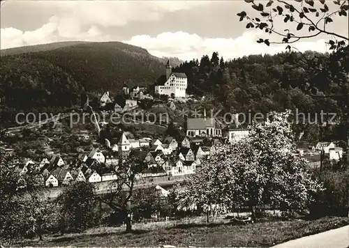 AK / Ansichtskarte Hirschhorn Neckar Ortsansicht mit Kirche Baumbluete Kat. Hirschhorn (Neckar)