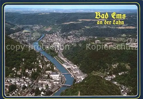 AK / Ansichtskarte Bad Ems Fliegeraufnahme mit Lahn Kat. Bad Ems