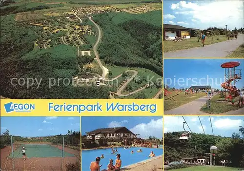 AK / Ansichtskarte Saarburg Saar Aegon Ferienpark Warsberg Fliegeraufnahme Tennisplatz Schwimmbad Sessellift Kat. Saarburg