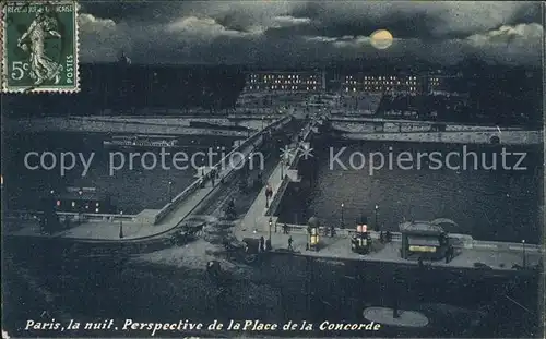 AK / Ansichtskarte Paris la nuit Perspective de la Place de la Concorde clair de lune Kat. Paris