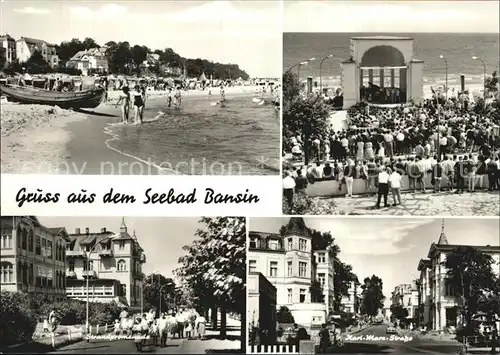 AK / Ansichtskarte Bansin Ostseebad Strand Karl Marx Strasse Strandpromenade Konzertpavillon Kat. Heringsdorf