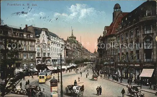 AK / Ansichtskarte Frankfurt Main Der Zeil Strassenbahn Pferdekutsche Automobil Kat. Frankfurt am Main