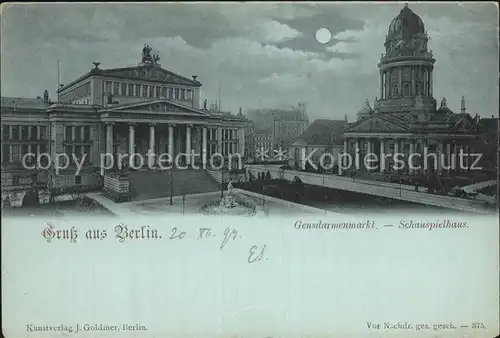 AK / Ansichtskarte Berlin Gendarmenmarkt Schauspielhaus im Mondschein Reichspost Kat. Berlin