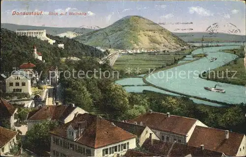 AK / Ansichtskarte Donaustauf Panorama Donautal mit Blick auf Walhalla Gedenkstaette Kat. Donaustauf