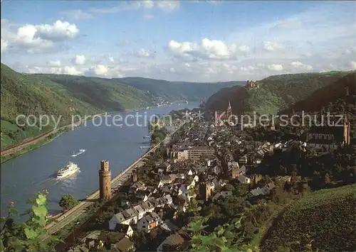 AK / Ansichtskarte Oberwesel Rhein Fliegeraufnahme mit Rhein  Kat. Oberwesel am Rhein