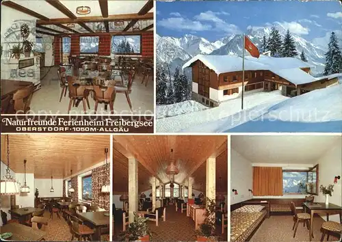 AK / Ansichtskarte Oberstdorf Naturfreunde Ferienheim Freibergsee Winterpanorama Alpen Kat. Oberstdorf