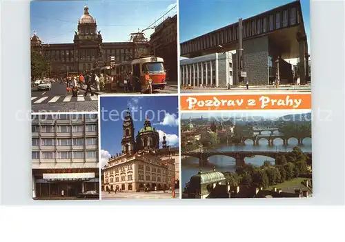 AK / Ansichtskarte Praha Prahy Prague Muzeum Federalni shormazdeni Hotel Maolstranske namesti s chramem sv Mukulase Vltavu Pavilon Kat. Praha