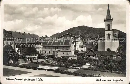 AK / Ansichtskarte Lindenfels Odenwald Blick aus dem Kurgarten Kirche Hoehenluftkurort Kat. Lindenfels