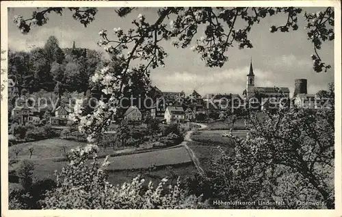 AK / Ansichtskarte Lindenfels Odenwald Blick zur Kirche Baumbluete Hoehenluftkurort Kat. Lindenfels