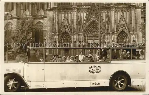 AK / Ansichtskarte Koeln Rhein Dahmens Autorundfahrt Bus vor Koelner Dom Kat. Koeln