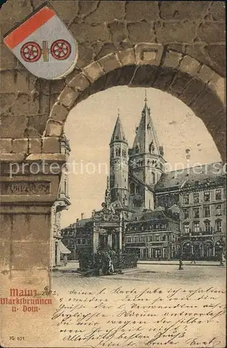 AK / Ansichtskarte Mainz Rhein Marktbrunnen und Dom