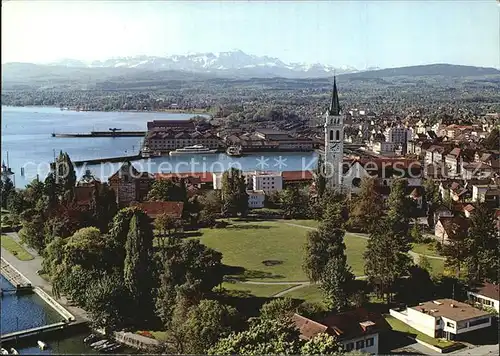 AK / Ansichtskarte Romanshorn Bodensee Blick auf Saentis Appenzeller Alpen Fliegeraufnahme