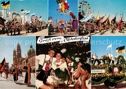 AK / Ansichtskarte Oktoberfest Parade Muenchner Kindl Pferde Brauereigespann  Kat. Feiern und Feste