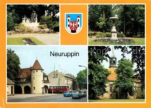 AK / Ansichtskarte Neuruppin Fontanedenkmal Tempelgarten Bahnhof Rheinsberger Tor Pfarrkiche Kat. Neuruppin