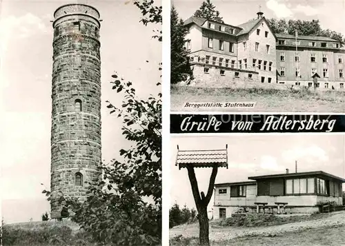 AK / Ansichtskarte Schmiedefeld Rennsteig Aussichtsturm Adlersberg Berggaststaette Stutenhaus Handabzug Kat. Schmiedefeld Rennsteig