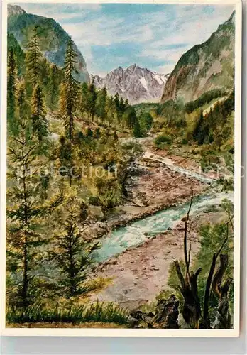 AK / Ansichtskarte Wimbachtal Kuenstlerkarte Viktor Schaefer Aquarell Palfenhoerner Kat. Berchtesgaden