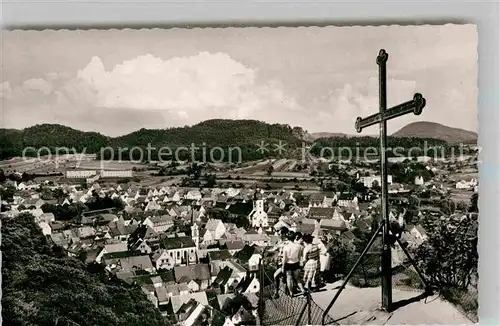 AK / Ansichtskarte Dahn Panorama Blick vom Jungfernsprung Gipfelkreuz Felsen Kat. Dahn