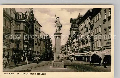 AK / Ansichtskarte Freiburg Breisgau AH Strasse Bertholdsbrunnen Denkmal Statue Altstadt Kat. Freiburg im Breisgau