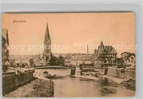 AK / Ansichtskarte Pforzheim Zusammenfluss von Enz und Nagold Kirche Kat. Pforzheim