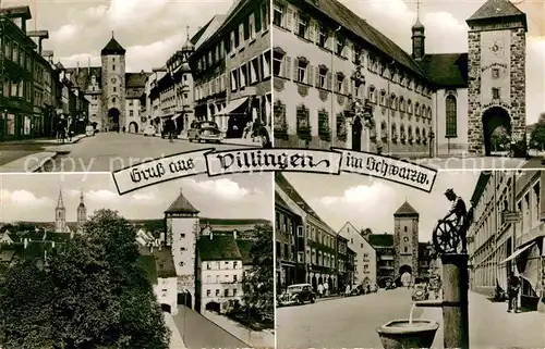 AK / Ansichtskarte Villingen Schwenningen Stadttor Denkmal Rathaus Kat. Villingen Schwenningen