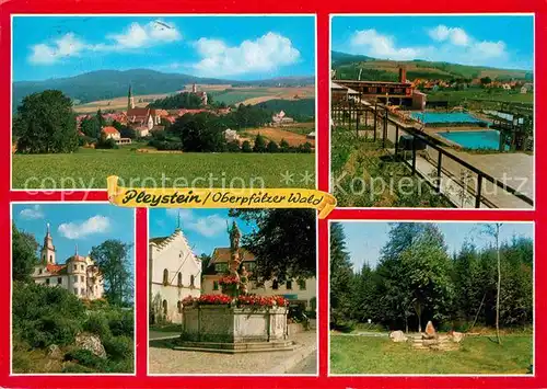 AK / Ansichtskarte Pleystein Freibad Brunnen Kirche Kat. Pleystein