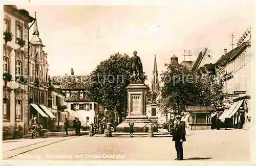 AK / Ansichtskarte Offenburg Marktplatz mit Drakedenkmal Kat. Offenburg