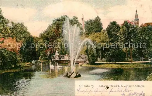 AK / Ansichtskarte Offenburg Schwanenteich in den Zwingeranlagen Park Kat. Offenburg