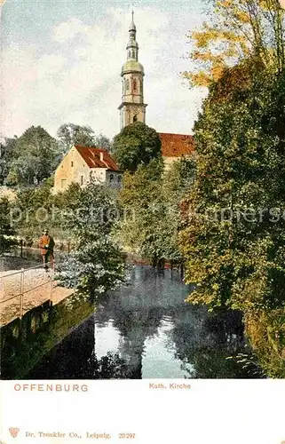 AK / Ansichtskarte Offenburg Partie am Fluss Katholische Kirche Kat. Offenburg